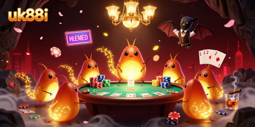 Experience winning strategies at uk88i with vibrant glowworms in a mystical cave casino.