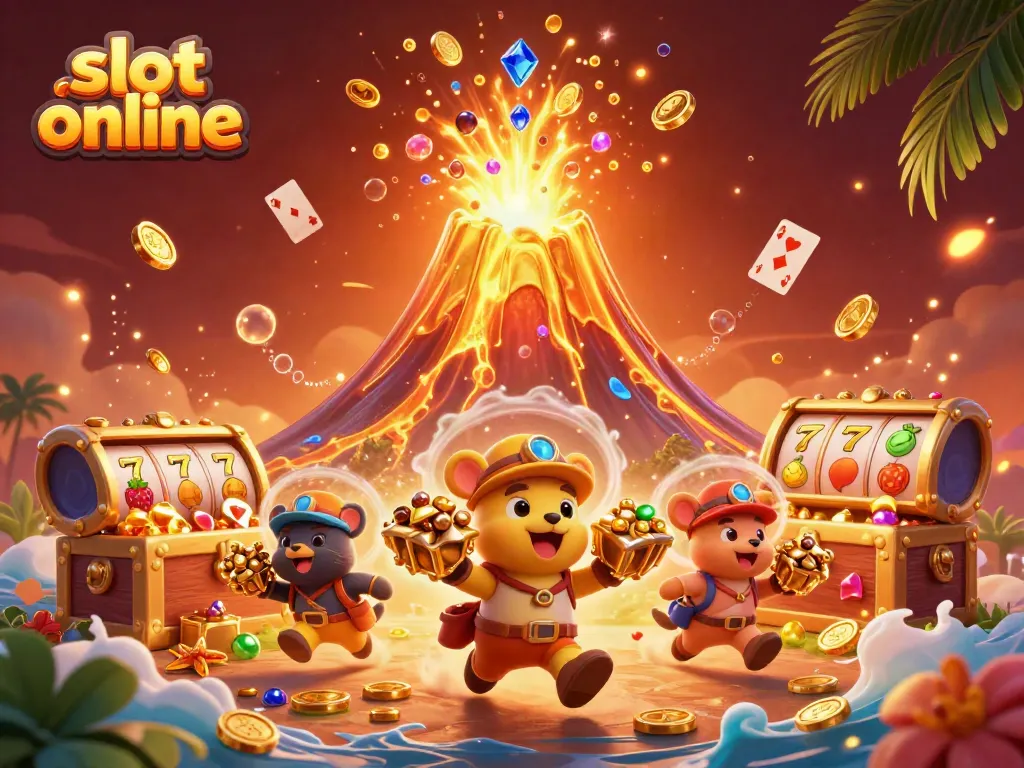 Experience excitement with thrilling slot online gameplay depicted in a vibrant 3D illustration.