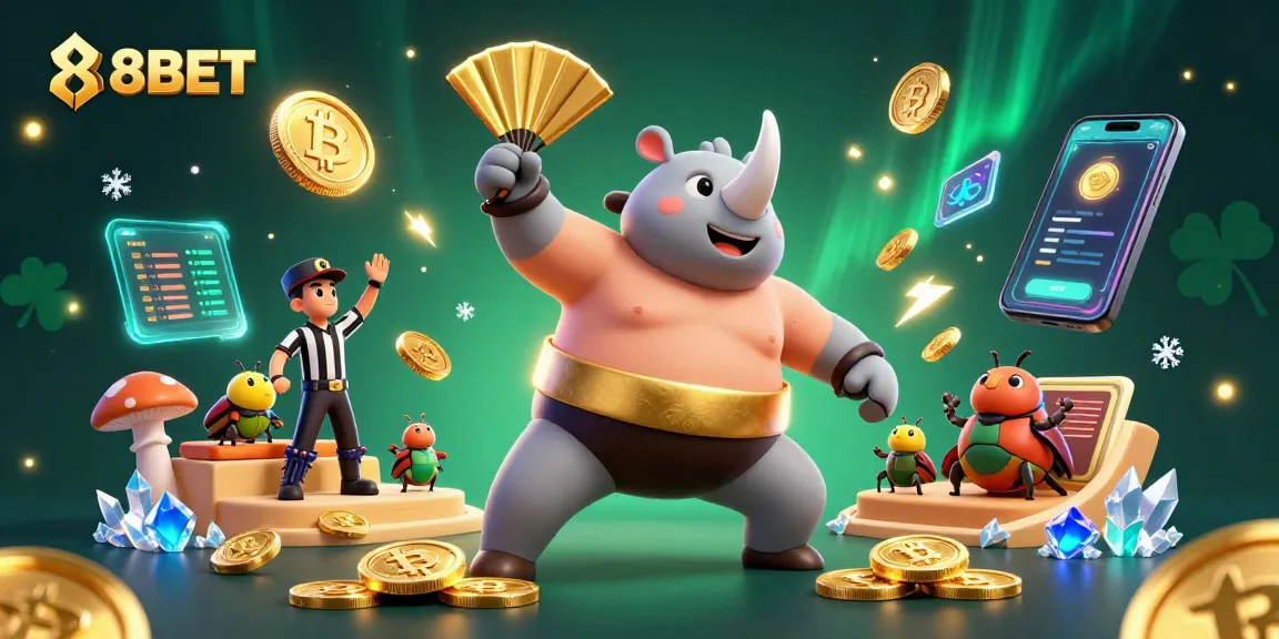 Experience thrilling gameplay at 88BET with animated champions and crypto symbols in action.