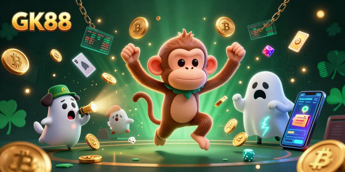 Engage with GK88 as mischievous ghostly characters juggles coins in the haunted casino.