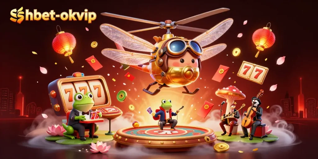 Experience exciting gameplay at shbet-okvip with a dazzling casino-themed 3D illustration.